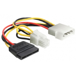 Adapter kablowy Molex wt 4 pin - SATA 15 pin gn + P4 wt