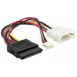 Adapter kablowy SATA 15 pin - Molex 4 pin + 4 pin
