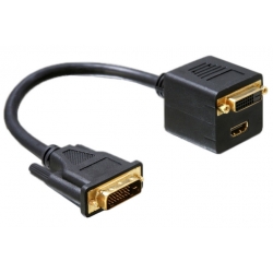 Rozgałęziacz - Adapter DVI wt - DVI gn + HDMI gn Delock