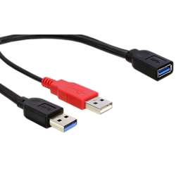 Rozgałęziacz USB-A 3.0 gn - 2x USB-A 2.0 wt (kablowy)