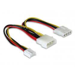 Kabel Zasilający Molex 4-pin wt>Molex 4pin gn + 3½ FDD 20cm