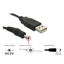 Przyłącze USB typ A wt - DC wt 1,35/ 3,5mm (1.5m)