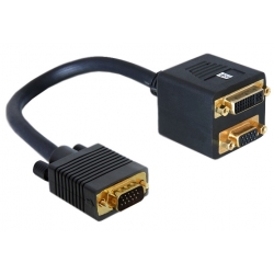 Rozgałęziacz - Adapter VGA wt - VGA gn + DVI gn (kablowy)