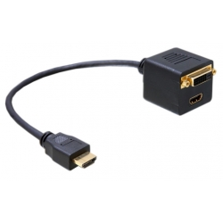 Rozgałęziacz - Adapter HDMI wt - DVI gn + HDMI gn Delock