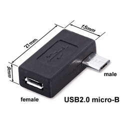 Adapter micro USB-A+B gn - micro USB-B wt (Kątowy)