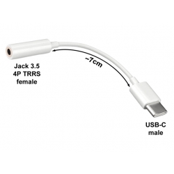 Adapter Kablowy USB 3.1 typ C wt - jack 3,5mm gn 7cm