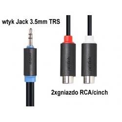 Rozgałęziacz Stereo Jack 3,5mm wt - 2x RCA gn