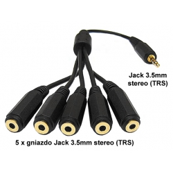 Rozgałęziacz Stereo Jack 3,5mm wt - 5x Jack 3,5mm gn