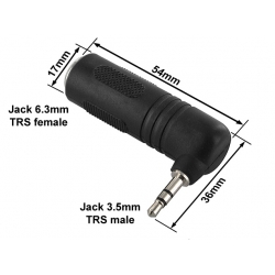 Przejście Jack 3,5mm wt - Jack 6,3mm gn Kątowe