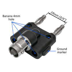 Przejście - Adapter typ BNC wt - 2x wt  Banan (4mm)