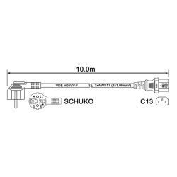 Przyłącze Sieciowe Komputerowe 230V SCHUKO-C13 3x1.0mm (10M)