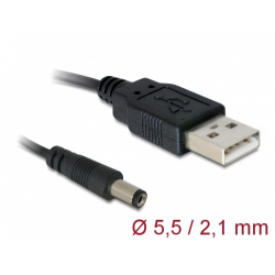 Przyłącze USB typ A wt - Wtyk DC 2,1 /5,5mm  (1.0m)