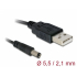 Przyłącze USB typ A wt - Wtyk DC 2,1 /5,5mm  (1.0m)